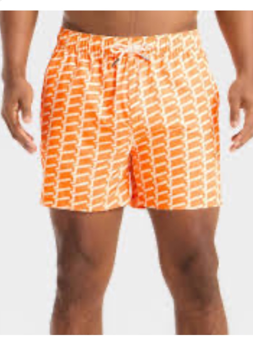 Goodfellow & Co Orange Geometric Swim Trunks with Drawstring